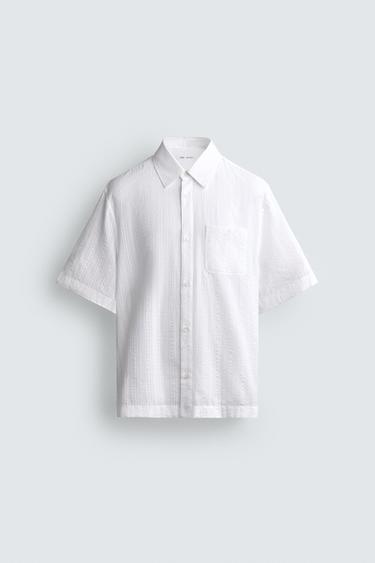 STRIPED JACQUARD SHIRT - White by Zara