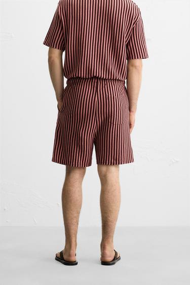 BERMUDA JACQUARD RAYURES - Grenat clair de Zara - Image 2