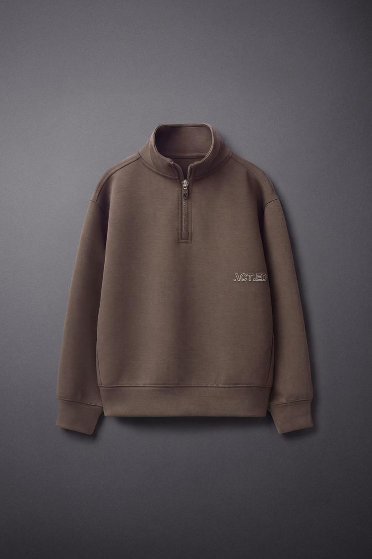 SPORTY TEXT SWEATSHIRT — Brown