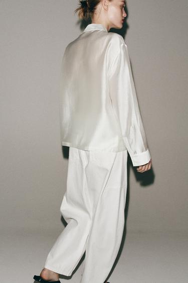 CHEMISE SATINÉE ALAMARS ZW COLLECTION - Blanc de Zara - Image 6