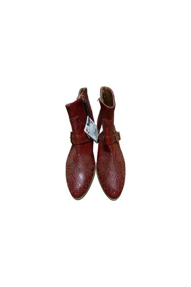 LEATHER RED WINE COWBOY BOOTIES