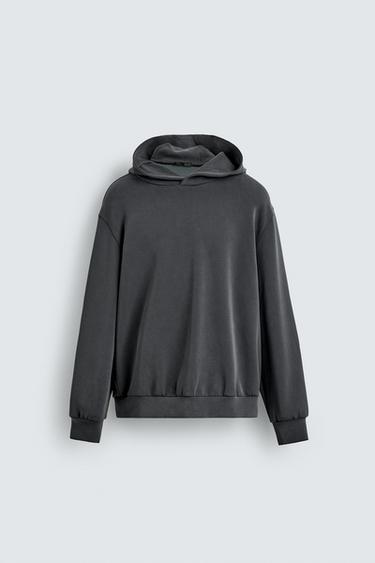 МЕК СУИТШЪРТ С КАЧУЛКА И ИЗБЛЕДНЯЛ ЕФЕКТ - Син / Сив от Zara