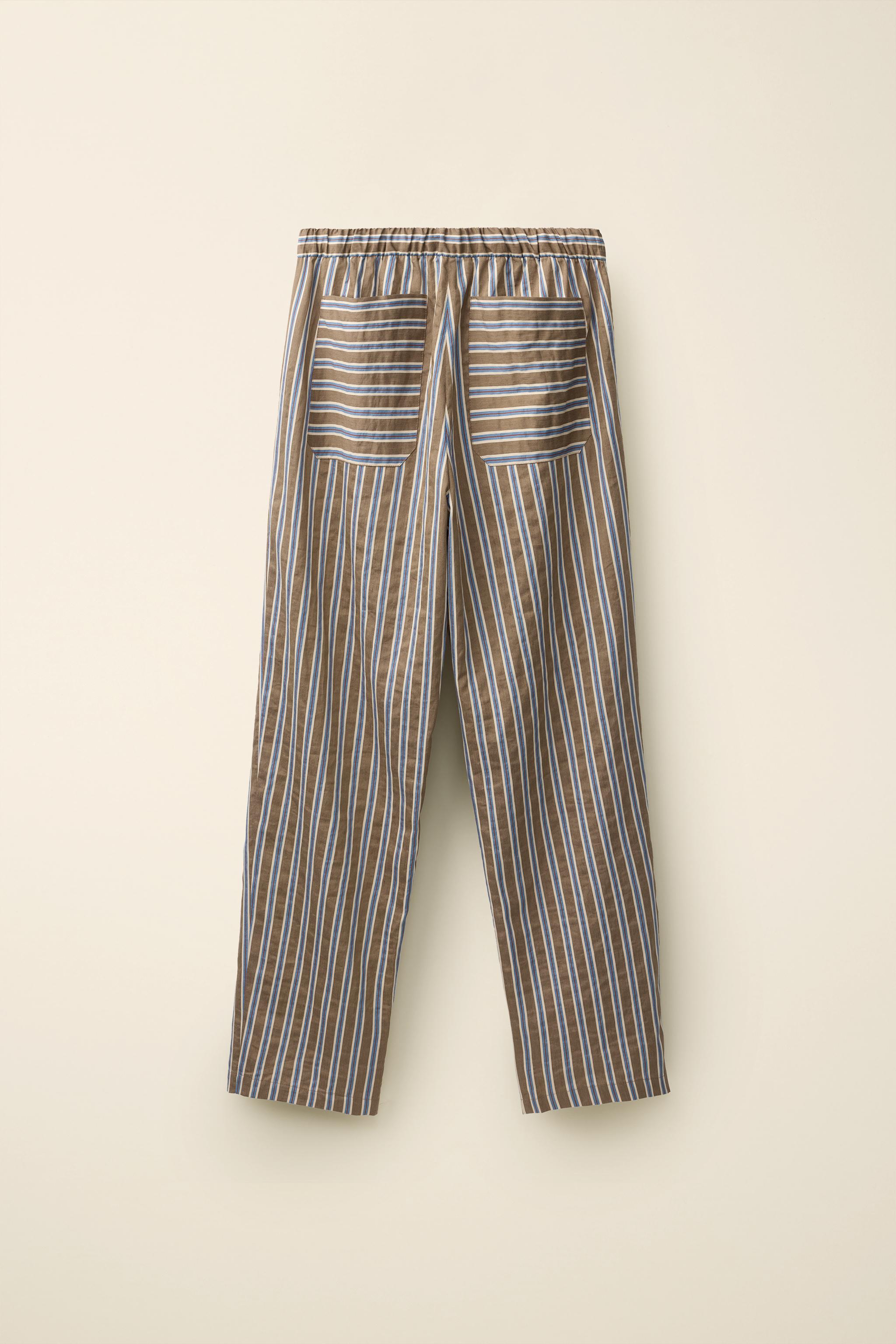 Женские брюки Zara STRIPED LINEN PANTS CREATED BY CARAMEL LONDON X — фото 6