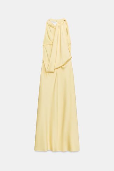DRAPED HALTER MIDI DRESS WITH OPEN BACK - Yellow by Zara - Image 5