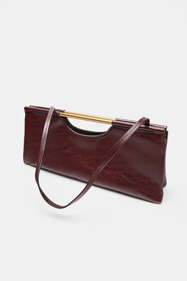 BOLSO ASA METÁLICA - Rojo Burdeos de Zara