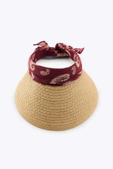 VISOR TRENZADO PAÑUELO ESTAMPADO - Beige claro de Zara