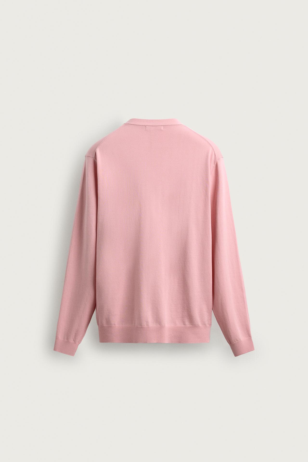 COTTON BLEND CARDIGAN — Pink