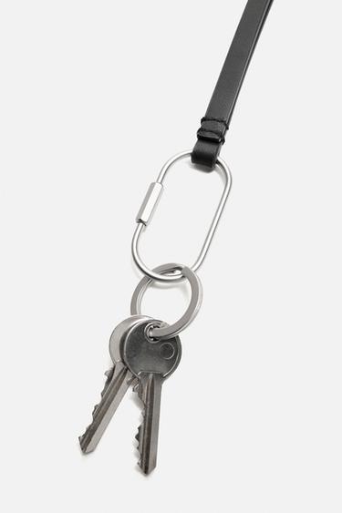 LEATHER PENDANT KEYRING - Black by Zara - Image 4