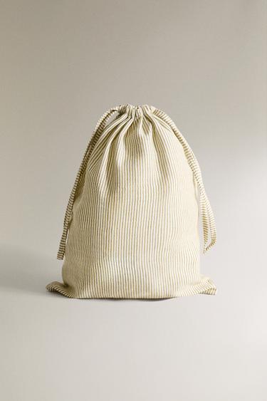 CHILDREN'S STRIPED MUSLIN LAUNDRY BAG - Зелений Zara