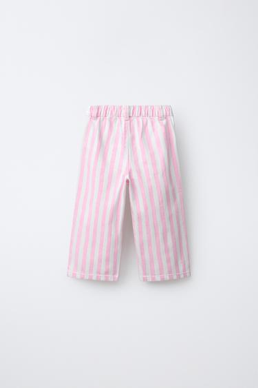 JUPE-CULOTTE EN SERGÉ À RAYURES - Rose de Zara - Image 1