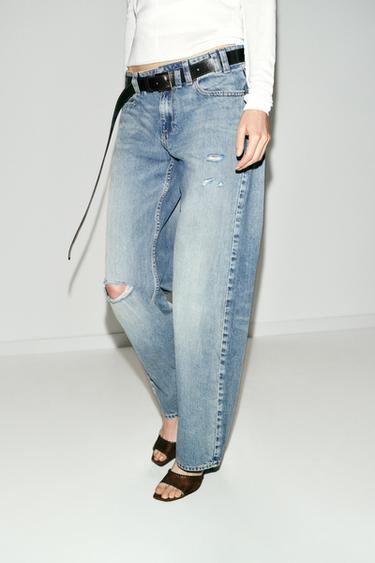 JEANS Z1975 STRAIGHT TIRO BAJO ROTOS - Índigo de Zara