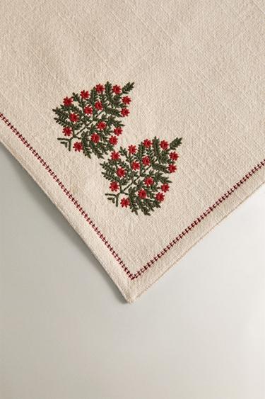 SET DE TABLE INDIVIDUEL EN COTON SAPINS DE NOËL - Rouge de Zara - Image 2