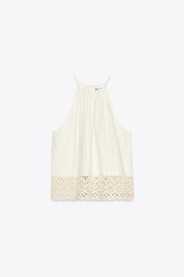 TOP RUSTIQUE BAS EN CROCHET - Beige clair de Zara - Image 5