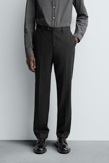 100% WOOL SUIT TROUSERS - Black by Zara