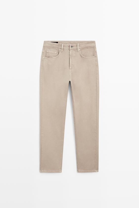 Lightweight tapered fit denim-effect trousers from Zara - $130
