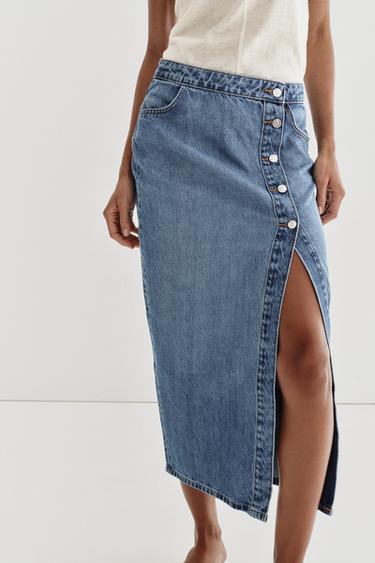 Z1975 WRAP DENIM SKIRT - Mid-blue by Zara