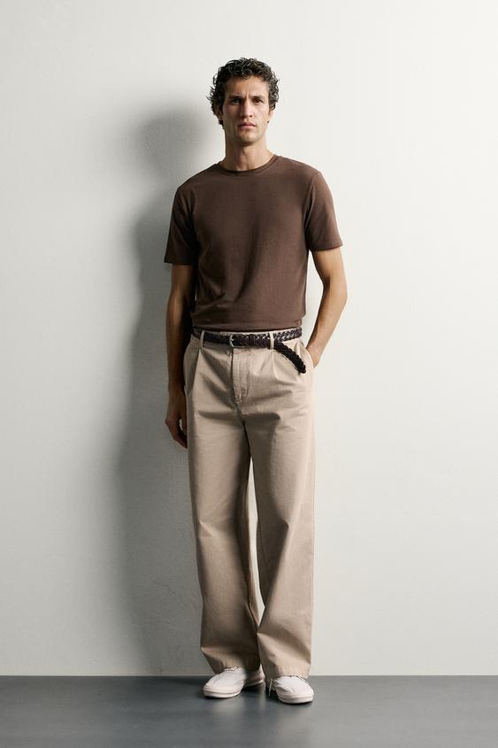BASIC SLIM FIT T-SHIRT /01 - Chocolate by Zara - Image 0