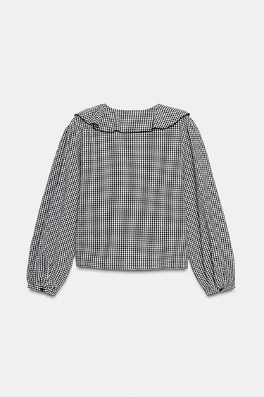 BLOUSE À VOLANTS ET CARREAUX VICHY - Noir / Écru de Zara - Image 5