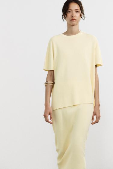 KNIT MIDI SKIRT - Yellow by Zara