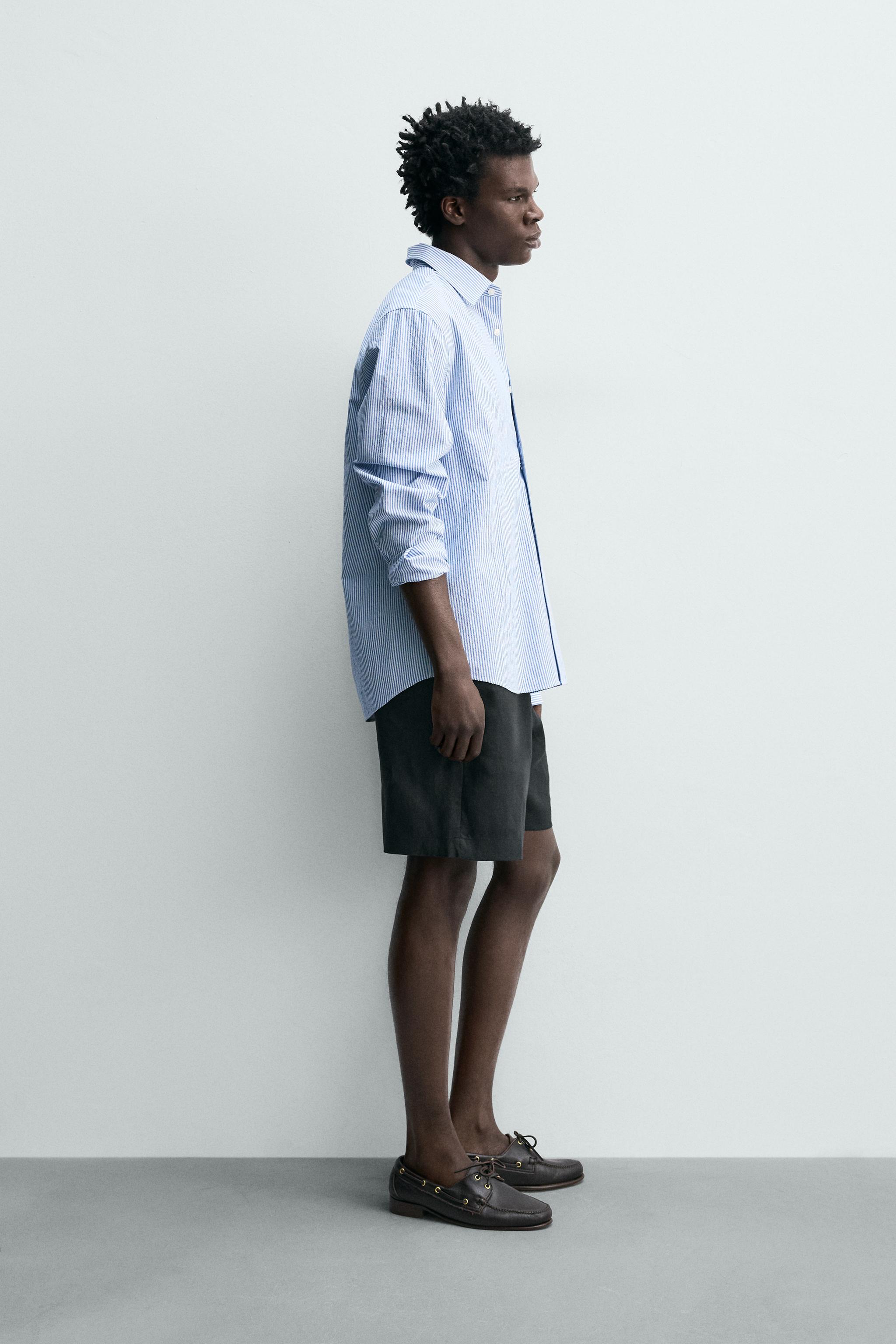 Мужские шорты Zara 100% LINEN REGULAR FIT SHORTS — фото 4