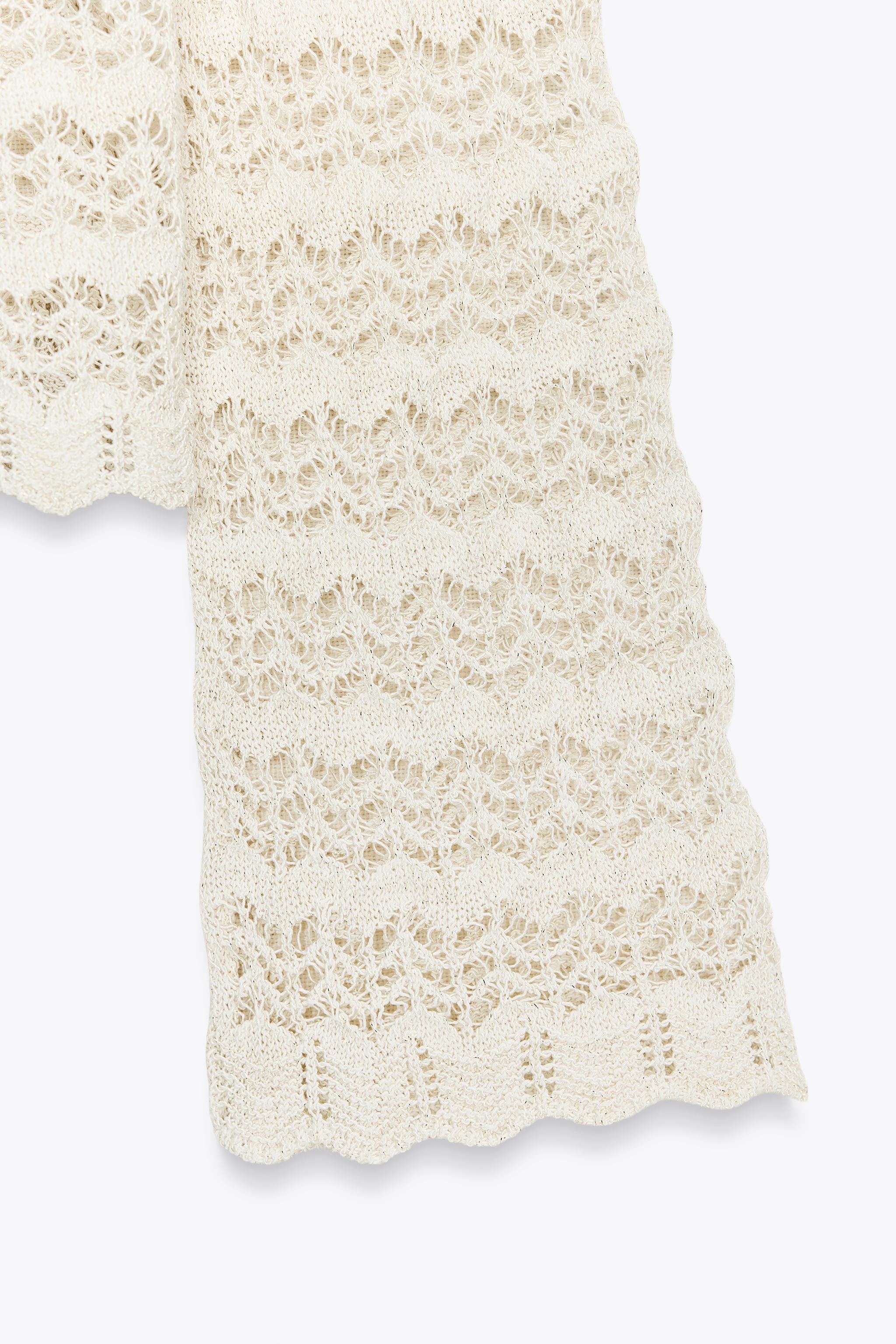 【ZARA】POINTELLEニットトップス  6771/060/712 POINTELLE KNIT TOP - Ecru | ZARA United States