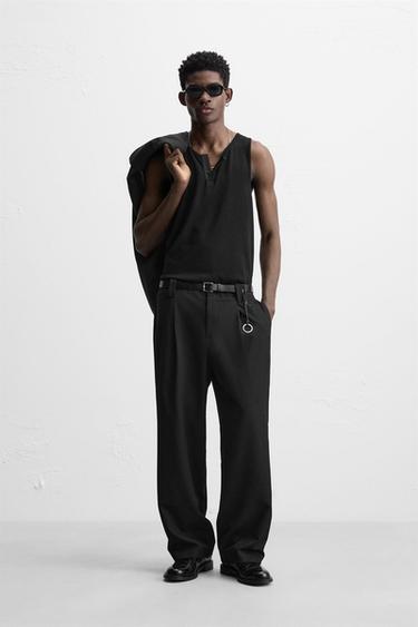 Zara SEMI-SHEER TANK TOP - Black - Image 0