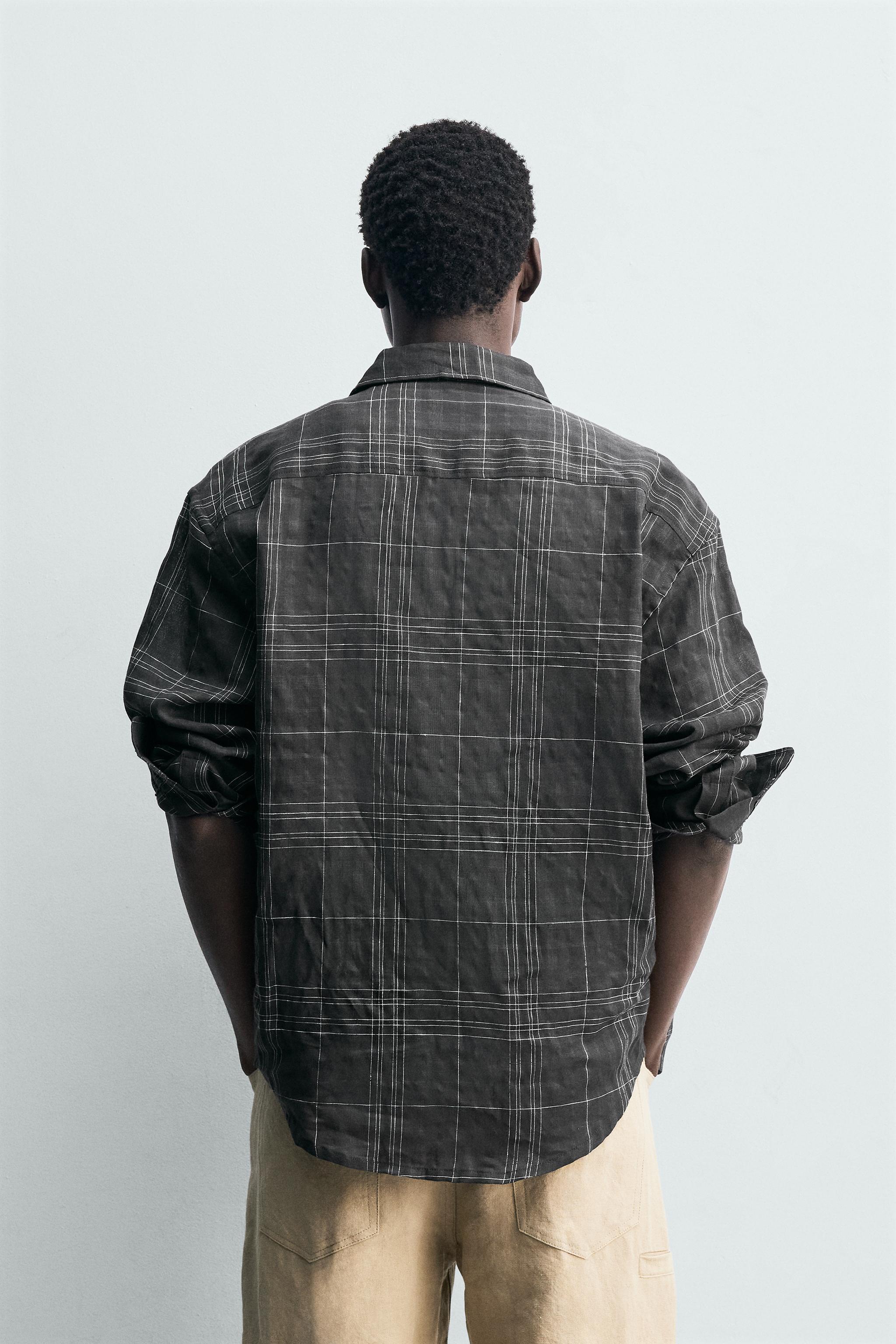 CHEMISE À CARREAUX LIN-COTON
