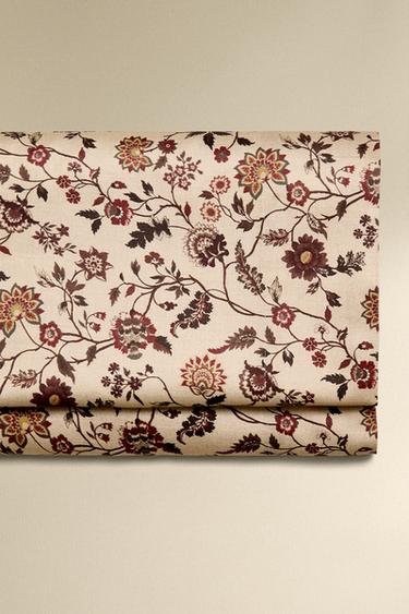 DRAP DE DESSUS SATIN IMPRIMÉ FLEURS - Beige de Zara