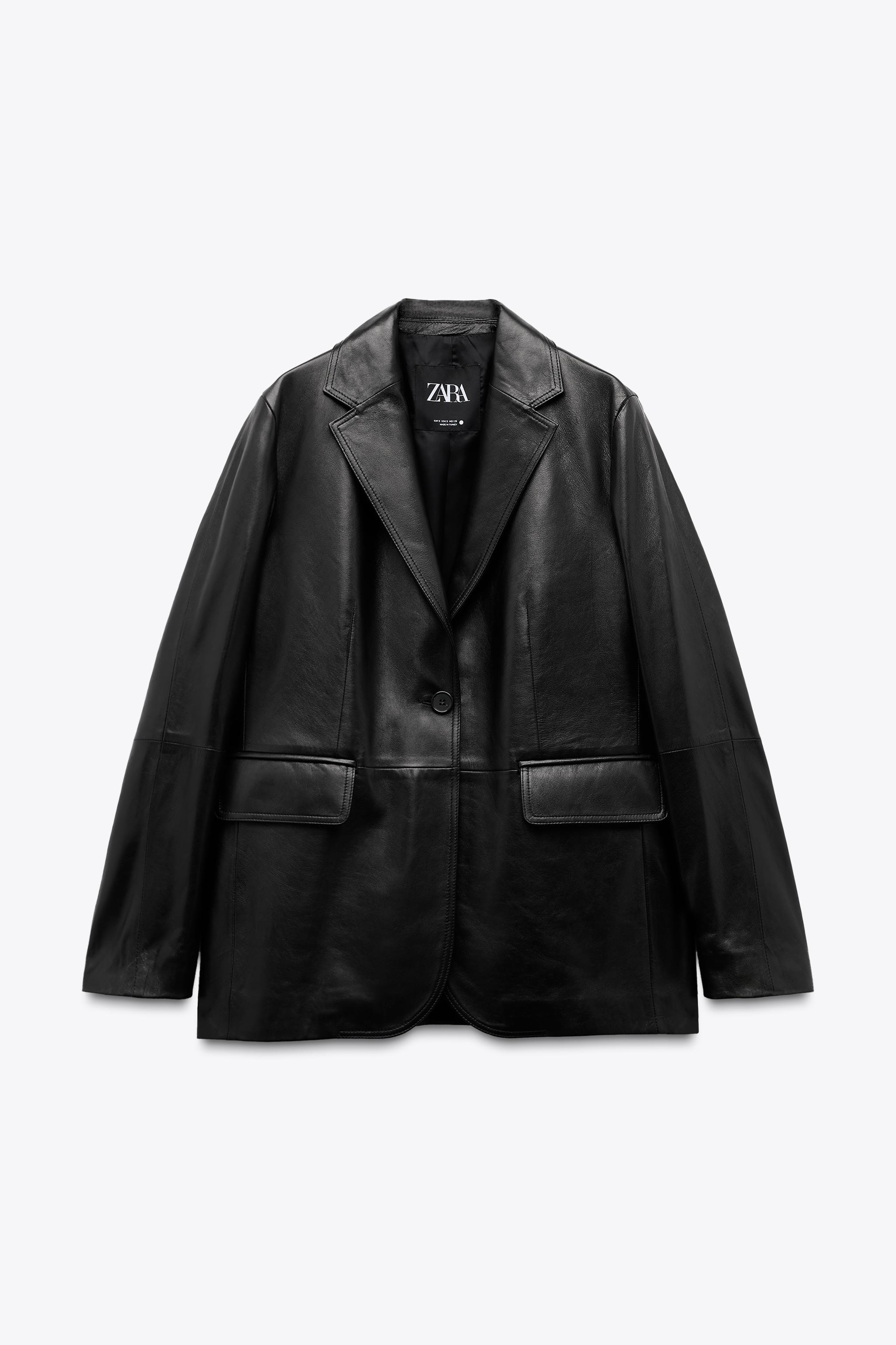 100% LEATHER BLAZER ZW COLLECTION - Black | ZARA United States