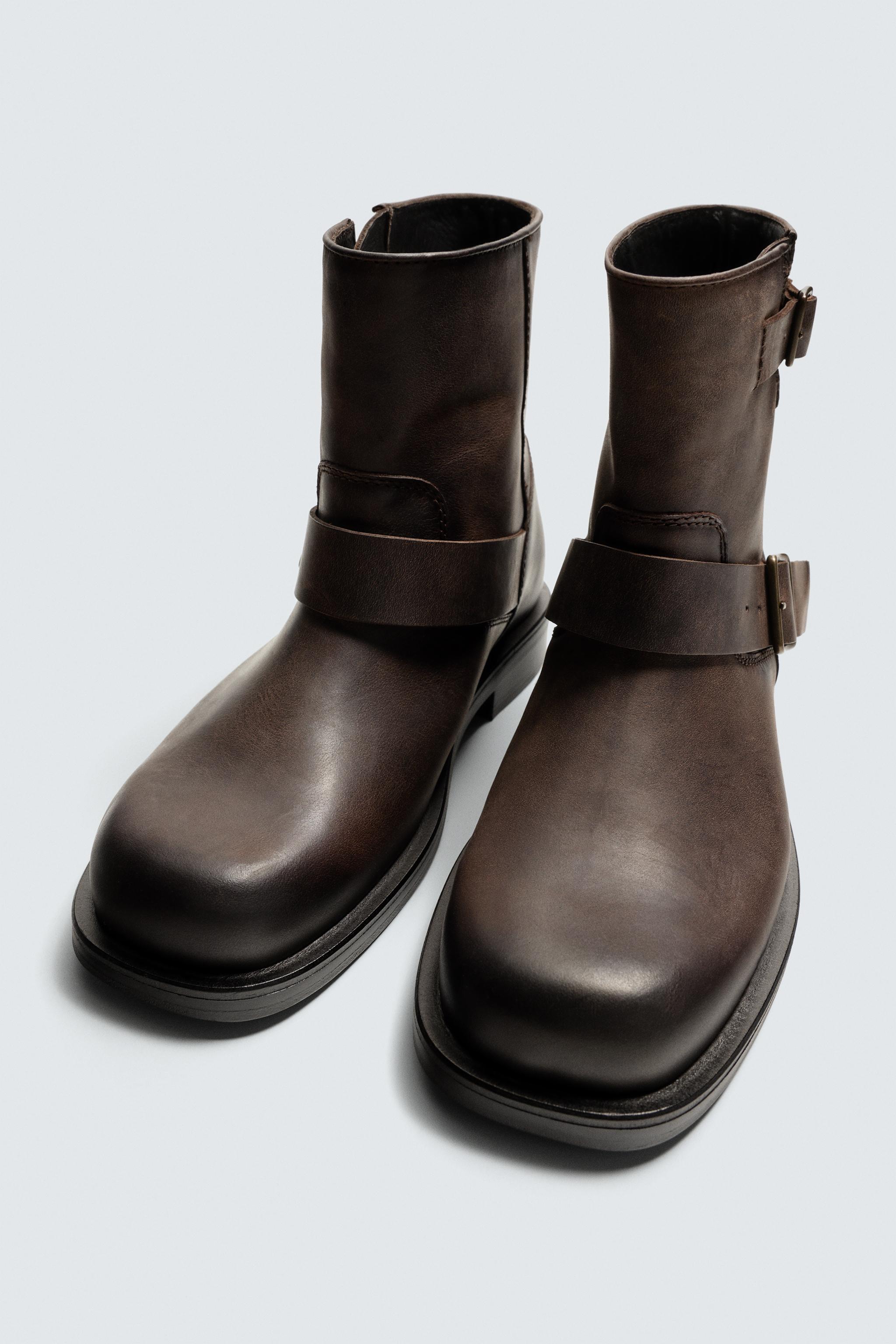 BUCKLE LEATHER BOOT LIMITED EDITION - Brown | ZARA Georgia