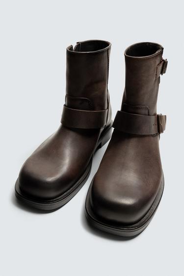 BOTTES EN CUIR À BOUCLES ÉDITION LIMITÉE - Marron de Zara - Image 4