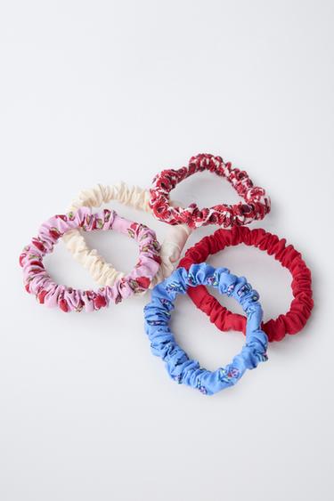 5-PACK OF PRINTED SCRUNCHIES - Red by Zara - Image 1