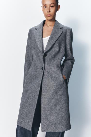 Zara SOFT BUTTON COAT - Gray