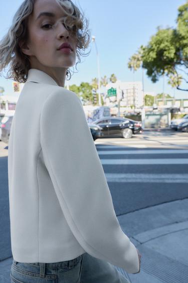 DOUBLE-BREASTED SHORT BLAZER - Ecru by Zara - Image 4
