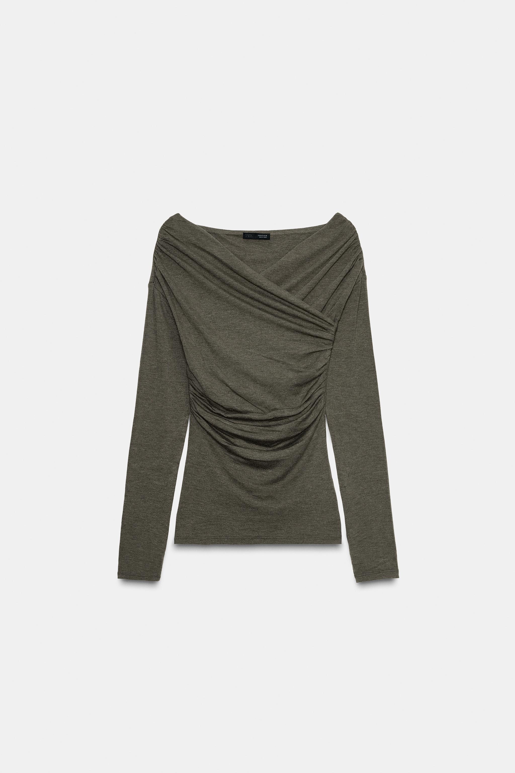 DRAPED WRAP TOP - Black | ZARA Canada