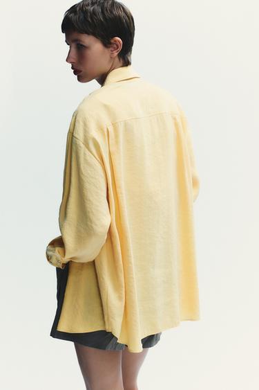 CHEMISE OVERSIZE FLUIDE - Moutarde de Zara - Image 3
