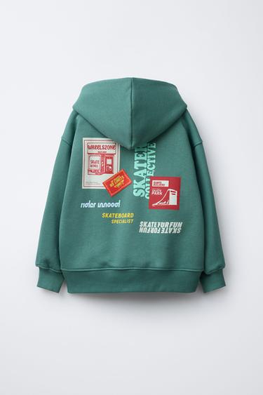 SKATE PATCH HOODIE - Sea green by Zara - Image 1