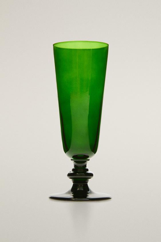 Zara CHRISTMAS FLUTE GLASS - Green - Image 0