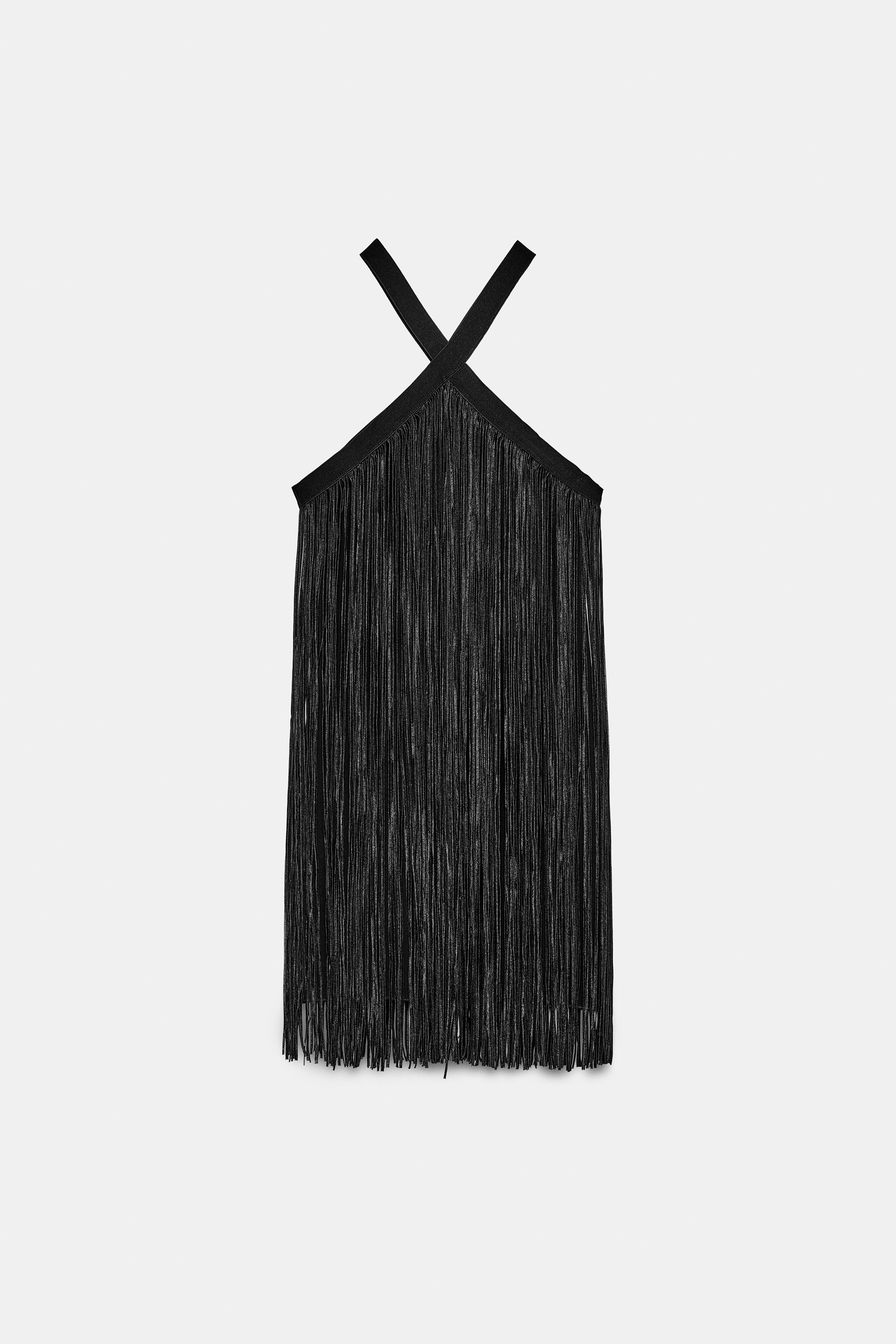 FRINGED SHORT DRESS - Black | ZARA United States FRINGED SHORT DRESS - Black | ZARA United States