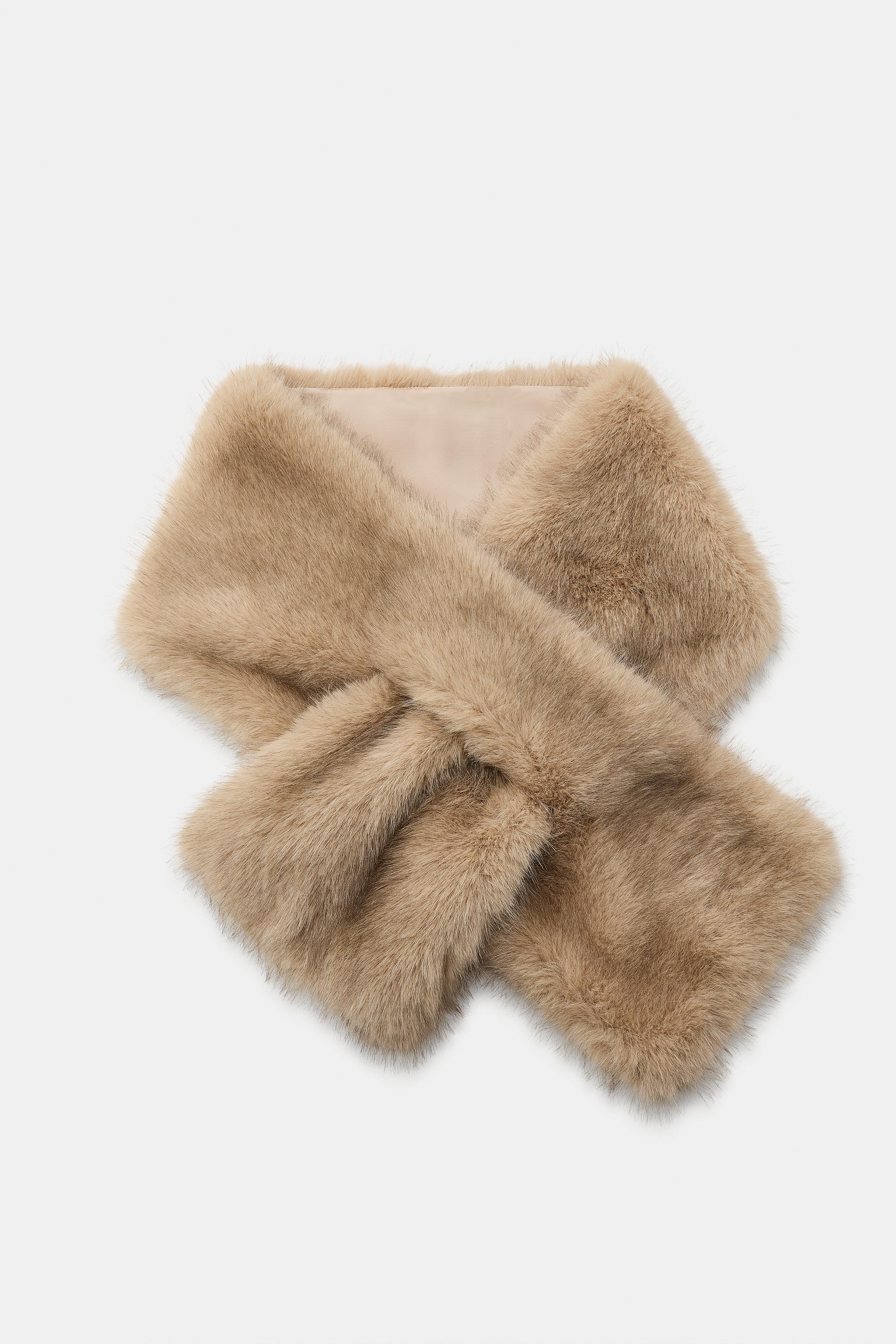 FAUX FUR SCARF WITH SLIT