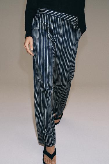 PANTALON À RAYURES ZW COLLECTION - Bleu marine de Zara - Image 1