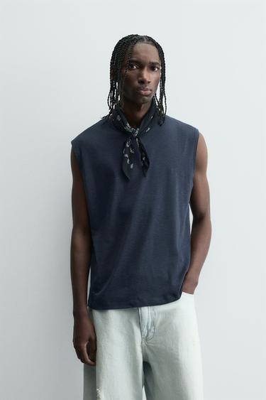 Zara RELAXED FIT TANK TOP - Navy blue