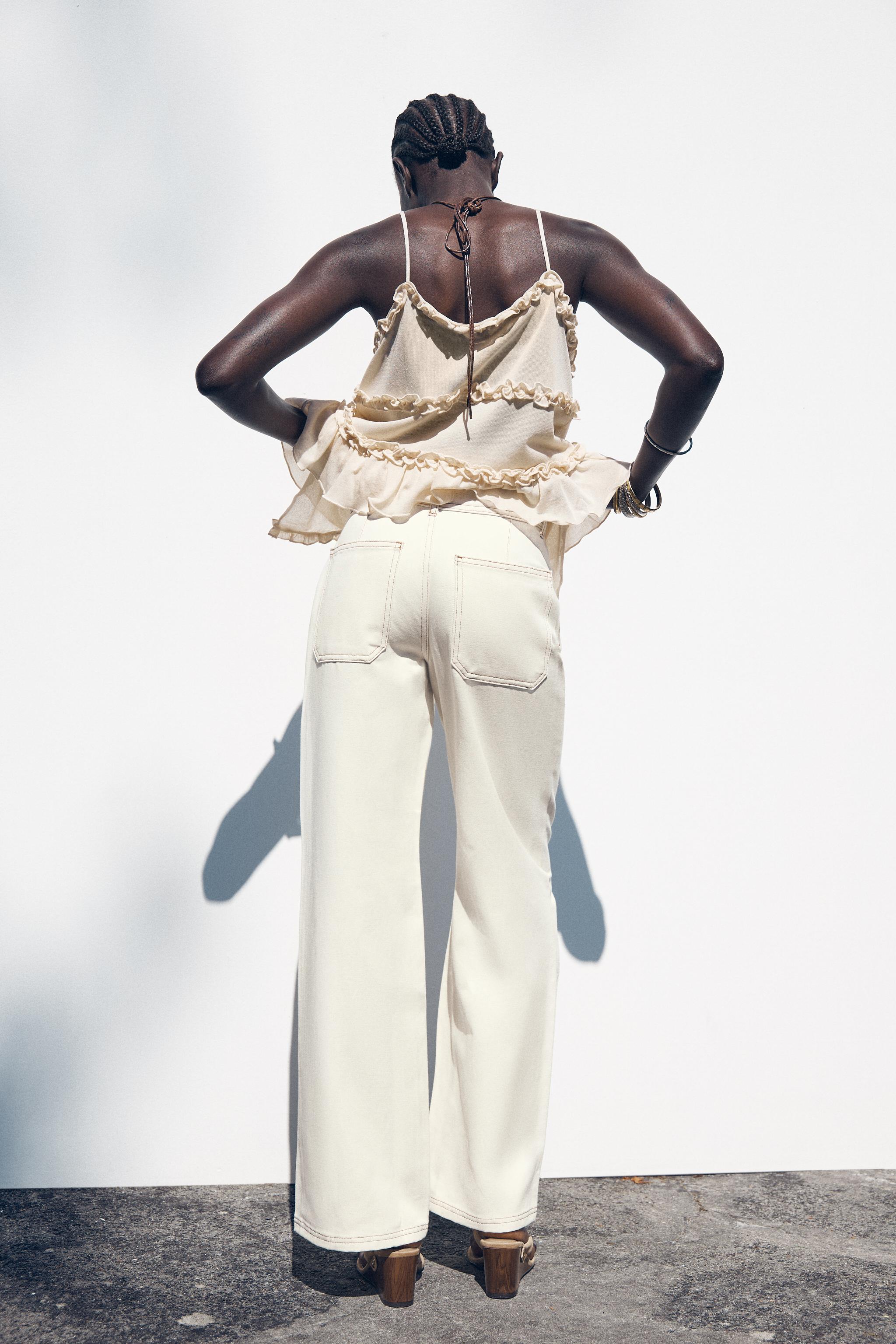 Z1975 HIGH WAIST WIDE LEG JEANS - Oyster-white | ZARA United