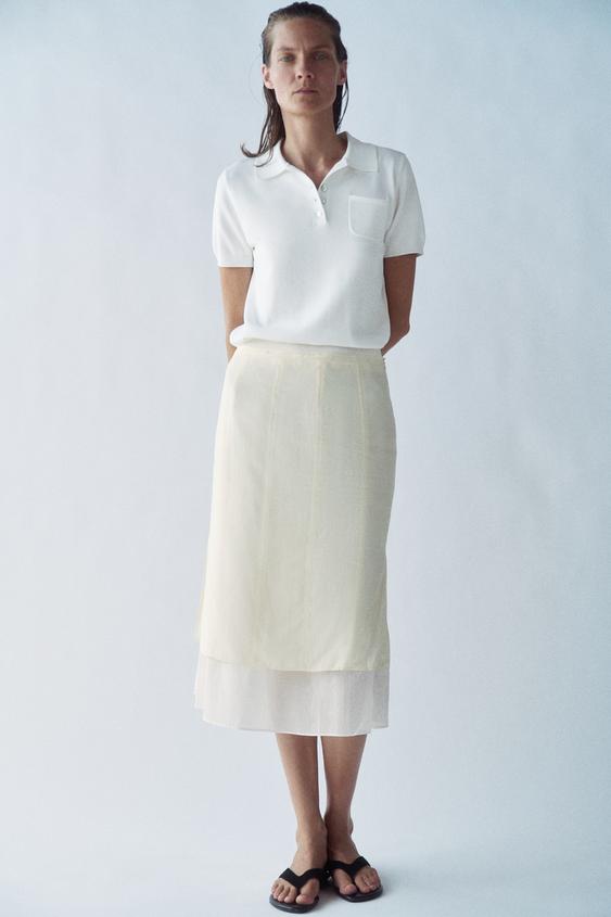 SHORT SLEEVE KNIT POLO SHIRT - White by Zara - Image 0