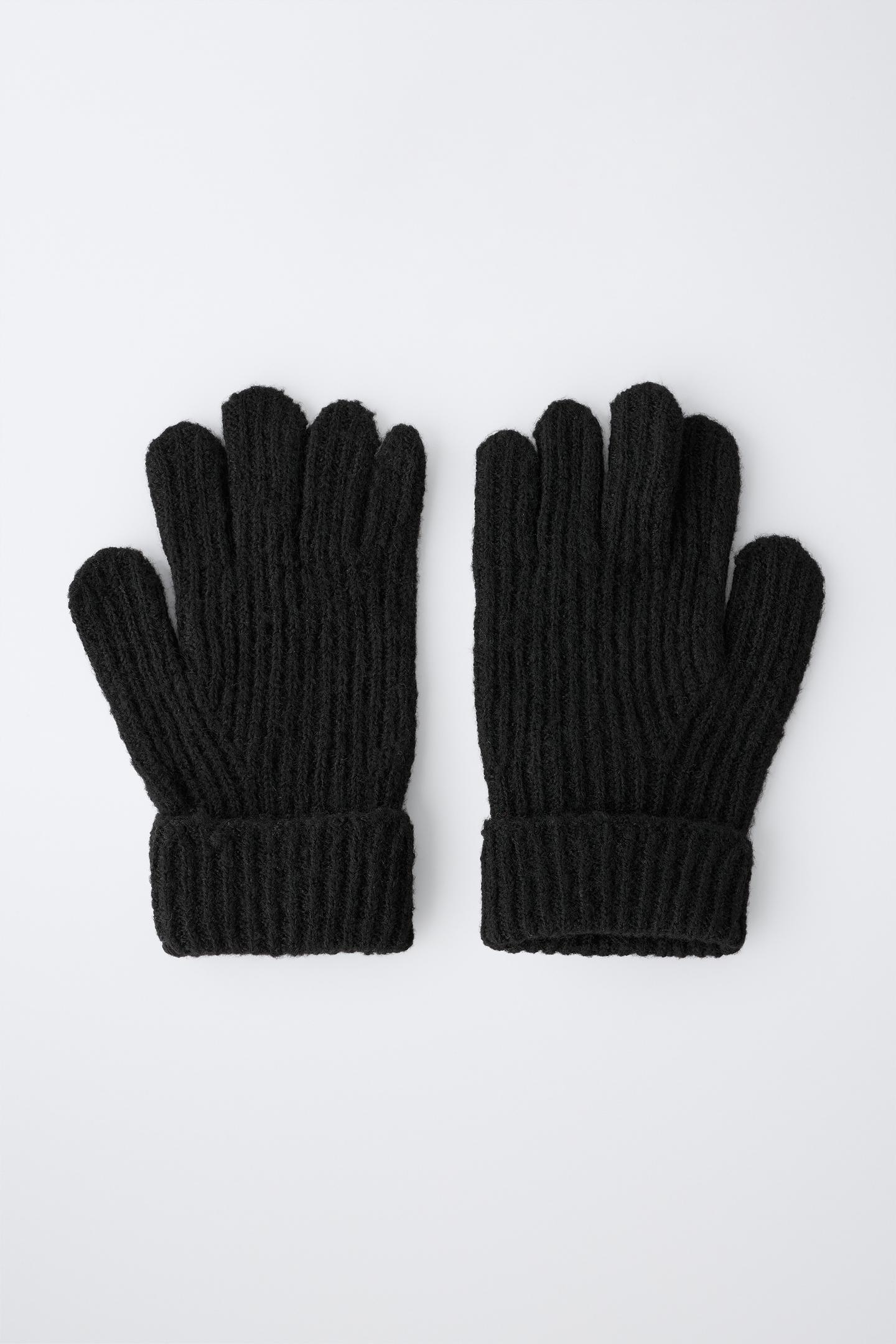 Детские перчатки Zara Plain Knit Gloves, цвет: Чёрный — фото 3