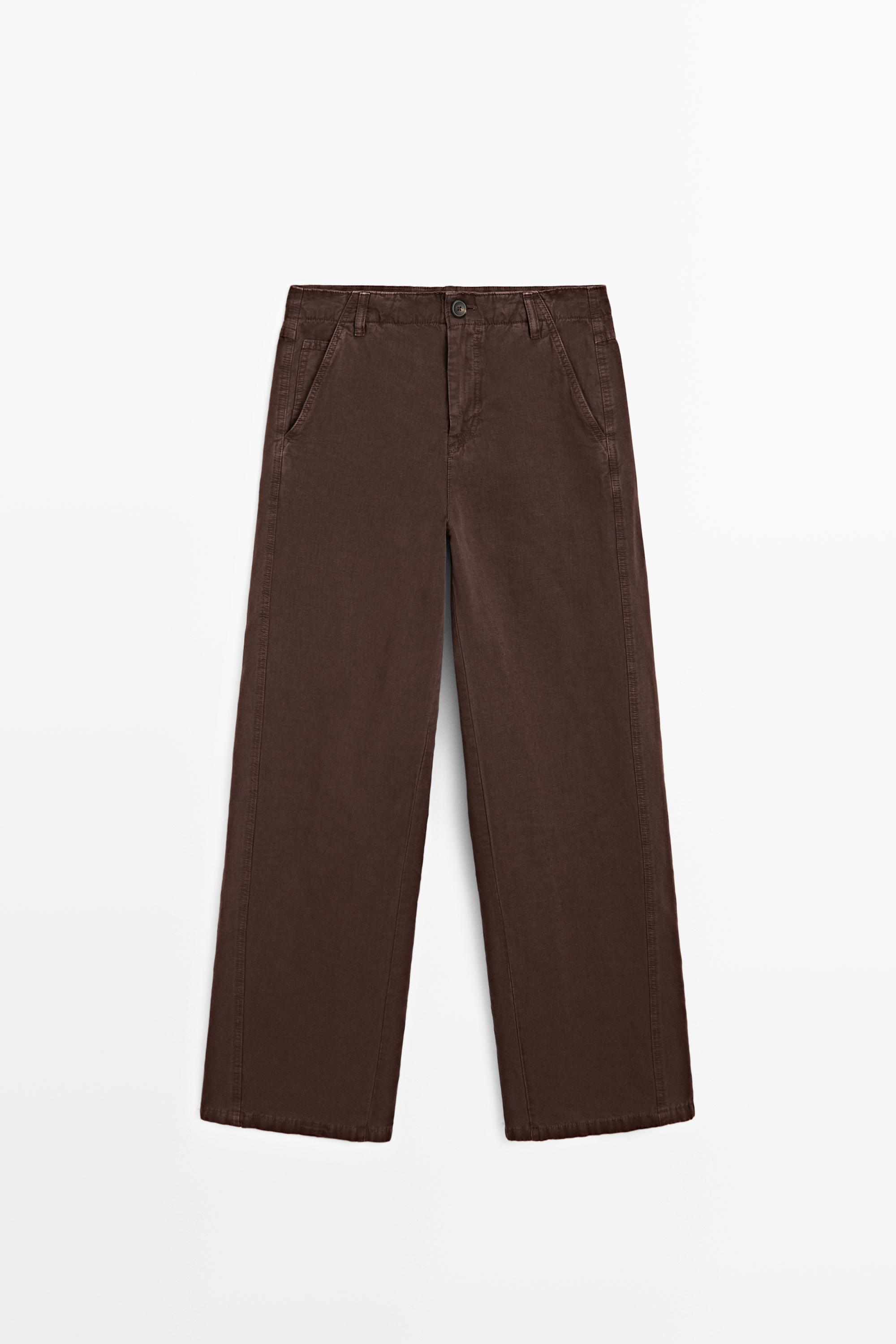 Linen blend trousers with seam detail