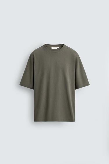 تيشرت BOXY FIT HEAVYWEIGHT - أخضر رمادي الخاص بـ Zara