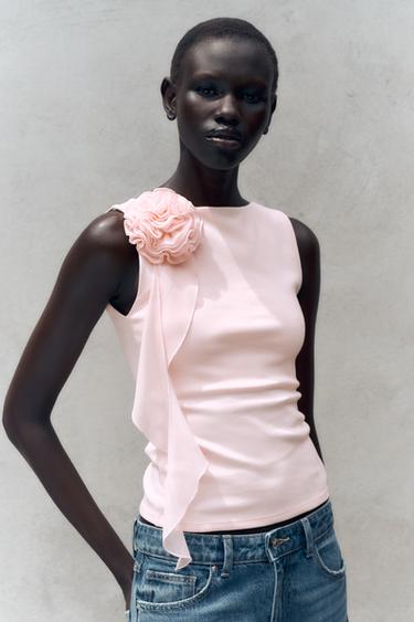 SLEEVELESS FLORAL TOP - Pink by Zara