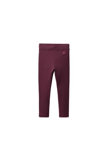 LEGGING RIB ETIQUETA - Berenjena oscuro de Zara