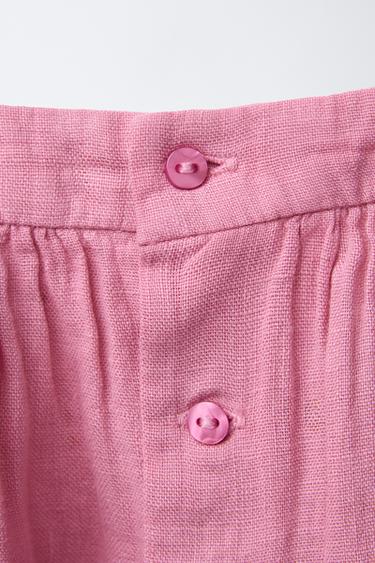 ROBE EN LIN AVEC DENTELLE ET CULOTTE - Fuchsia de Zara - Image 2
